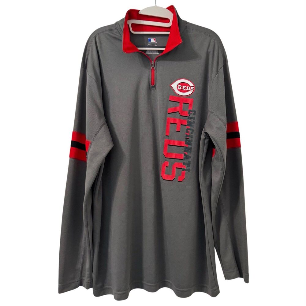 MLB Cincinnati Reds 1/4 Zip Lightweight‎ Pullover XL Gray Baseball